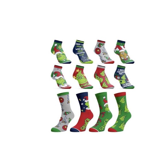 The Grinch Holiday Themed 12 Days of Socks Gift Set New In Box - Picture 1 of 5